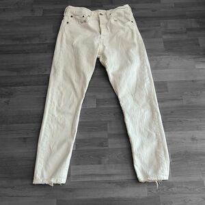 Levi's Premium White 501 Button Fly Skinny Jeans